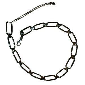 Silver tone metal Chain Belt Adjustable 33." to 41.5" Steampunk Goth Grunge